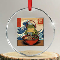 Cute Kawaii Gamer Frog Ramen Crystal Glass Ornament Retro Japanese Funny Cat Gaming - Wonder Print Shop