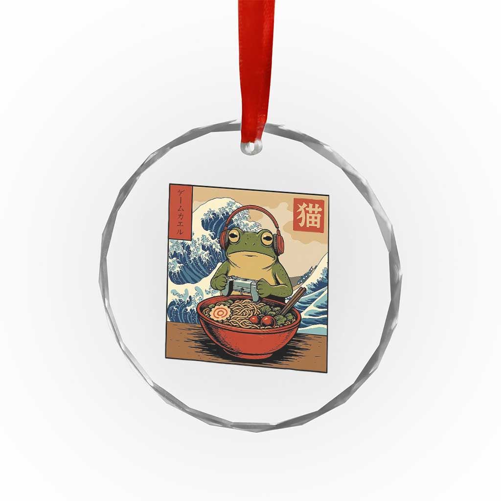 Cute Kawaii Gamer Frog Ramen Crystal Glass Ornament Retro Japanese Funny Cat Gaming - Wonder Print Shop