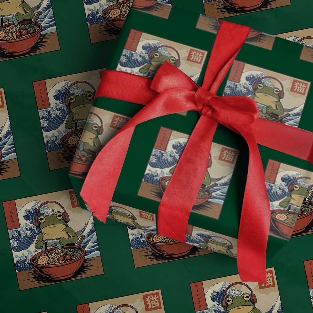 Cute Kawaii Gamer Frog Ramen Wrapping Paper Roll Retro Japanese Funny Cat Gaming - Wonder Print Shop