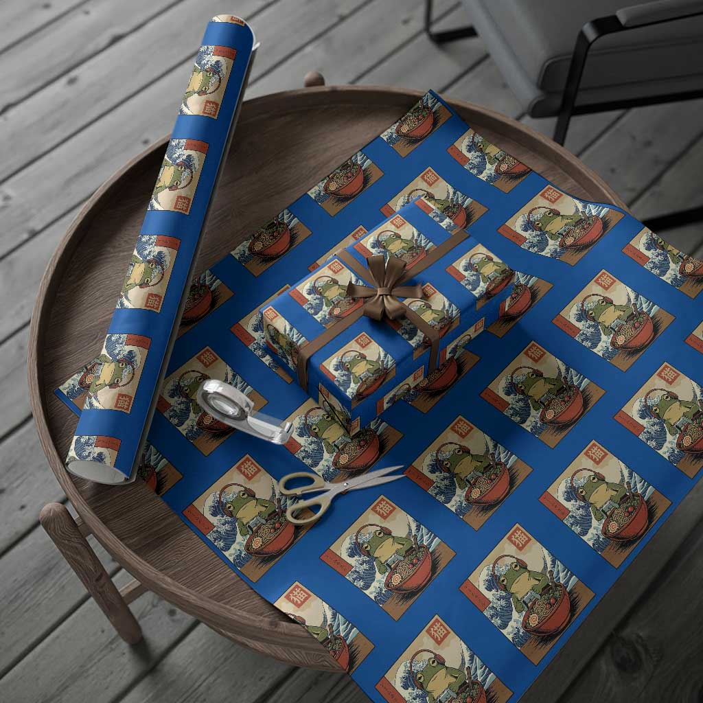 Cute Kawaii Gamer Frog Ramen Wrapping Paper Roll Retro Japanese Funny Cat Gaming - Wonder Print Shop