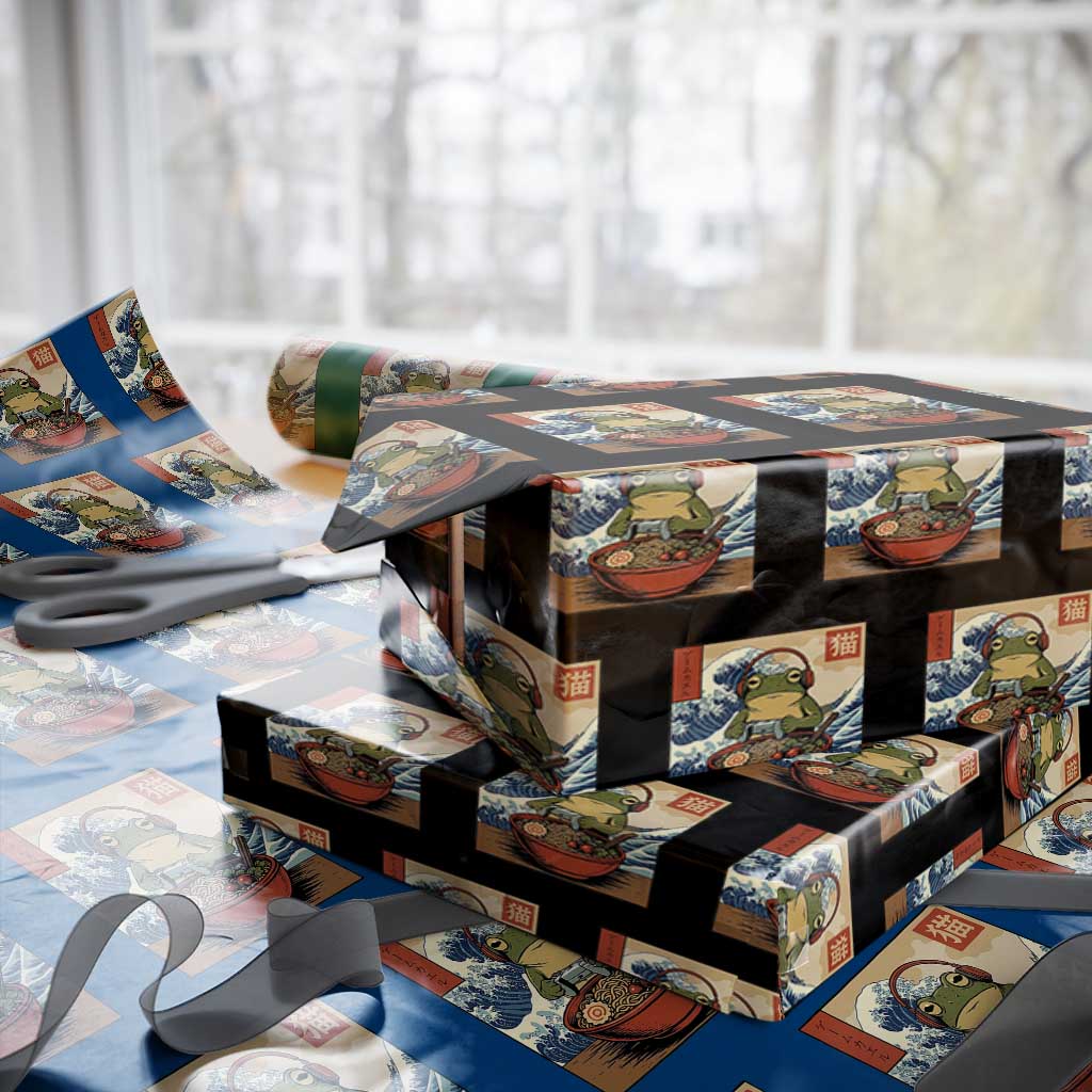 Cute Kawaii Gamer Frog Ramen Wrapping Paper Roll Retro Japanese Funny Cat Gaming - Wonder Print Shop