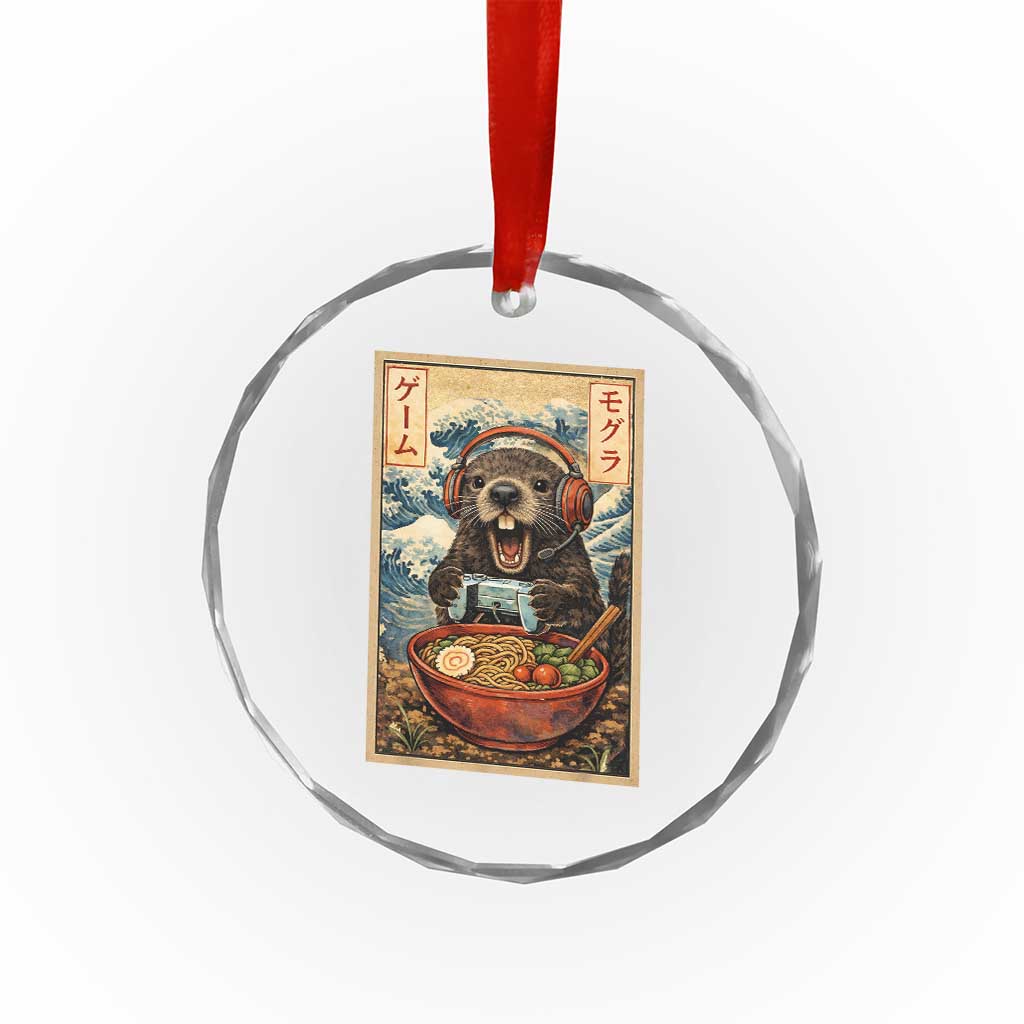Cute Kawaii Gamer Groundhog Crystal Glass Ornament Funny Japanese Ramen Anime Otaku Fan Gift - Wonder Print Shop