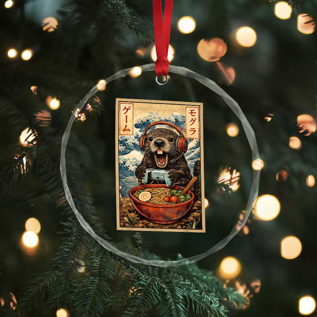 Cute Kawaii Gamer Groundhog Crystal Glass Ornament Funny Japanese Ramen Anime Otaku Fan Gift - Wonder Print Shop