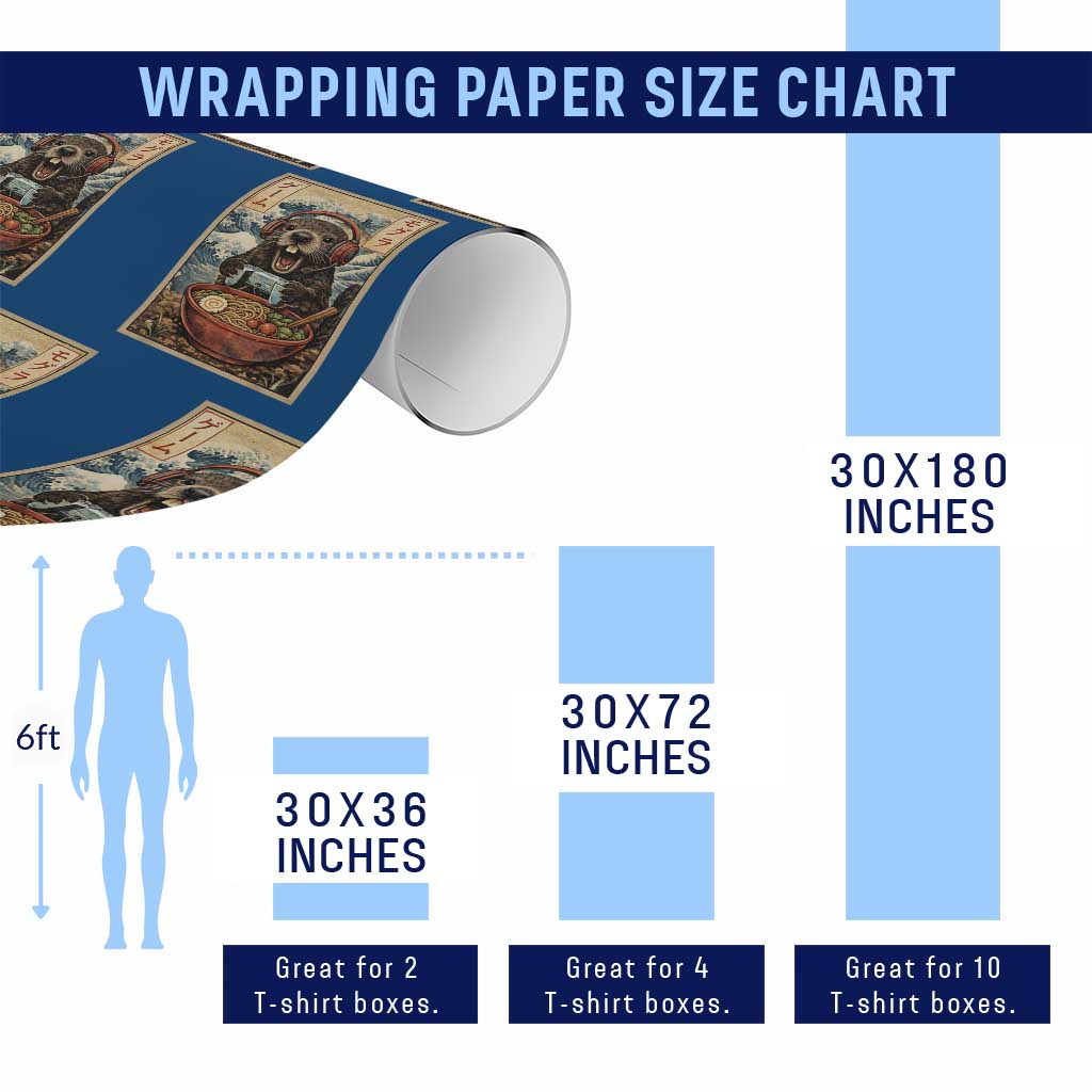 Cute Kawaii Gamer Groundhog Wrapping Paper Roll Funny Japanese Ramen Anime Otaku Fan Gift - Wonder Print Shop