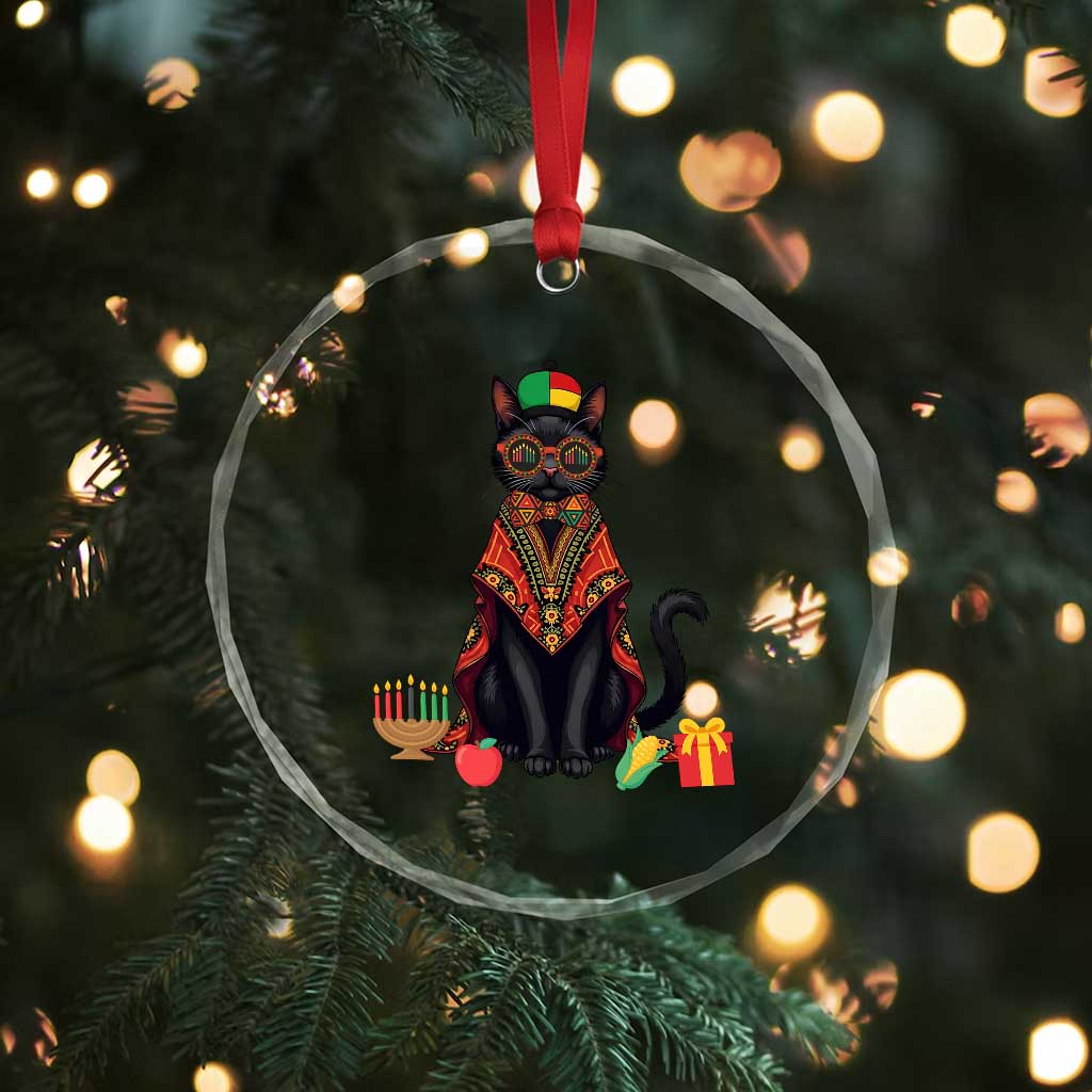 Cute Kwanzaa Cat Dashiki Crystal Glass Ornament African Heritage Gift - Wonder Print Shop