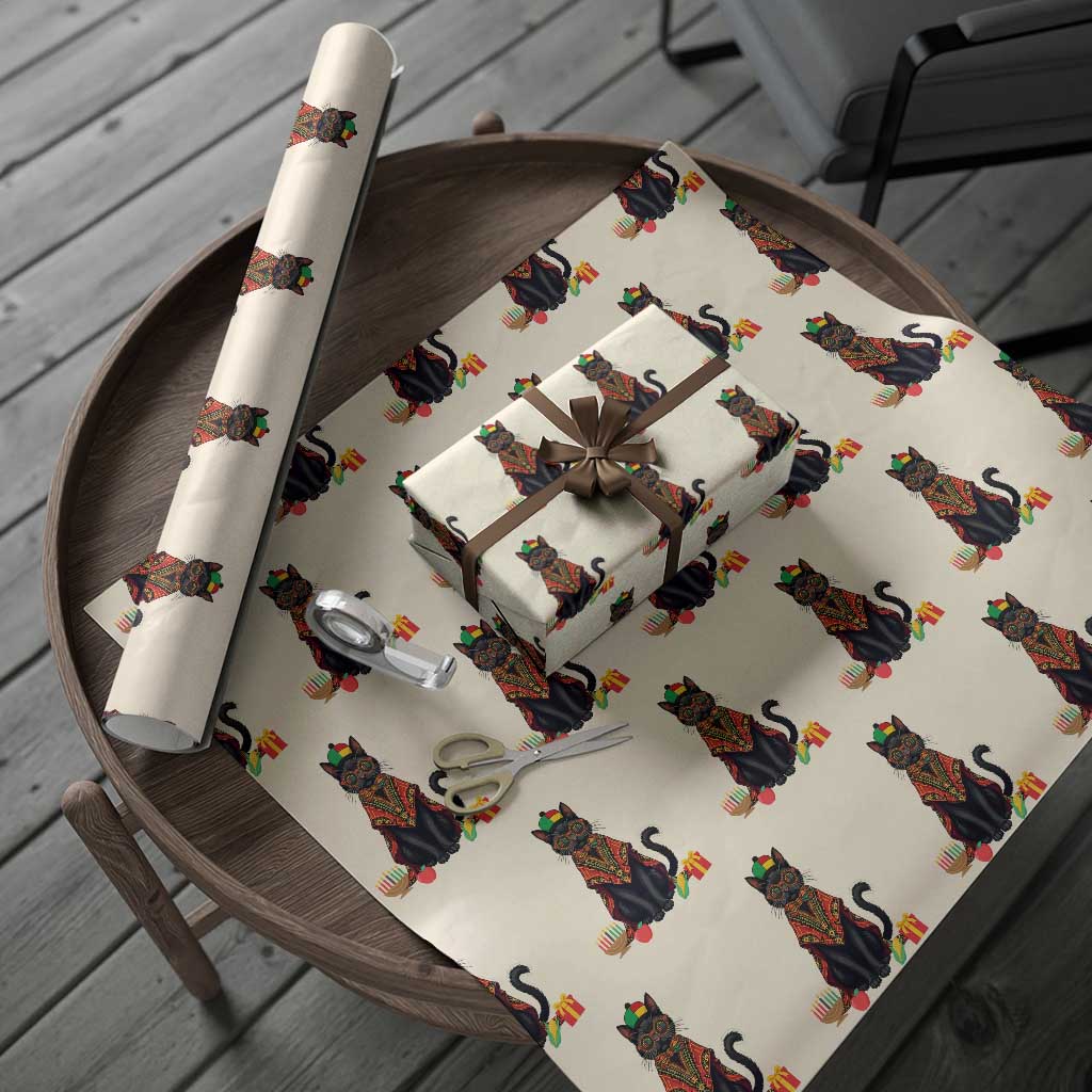 Cute Kwanzaa Cat Dashiki Wrapping Paper Roll African Heritage Gift - Wonder Print Shop