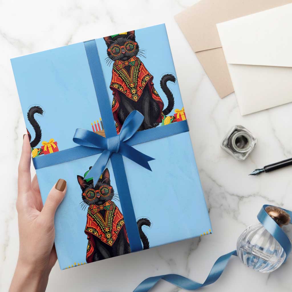 Cute Kwanzaa Cat Dashiki Wrapping Paper Roll African Heritage Gift - Wonder Print Shop
