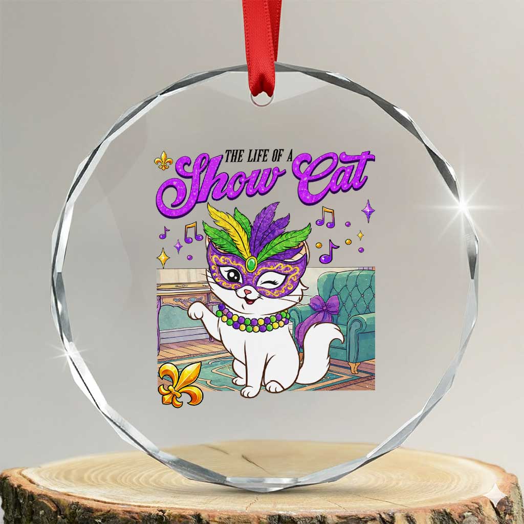 Cute Mardi Gras Cat Crystal Glass Ornament The Life Of The Showgirl