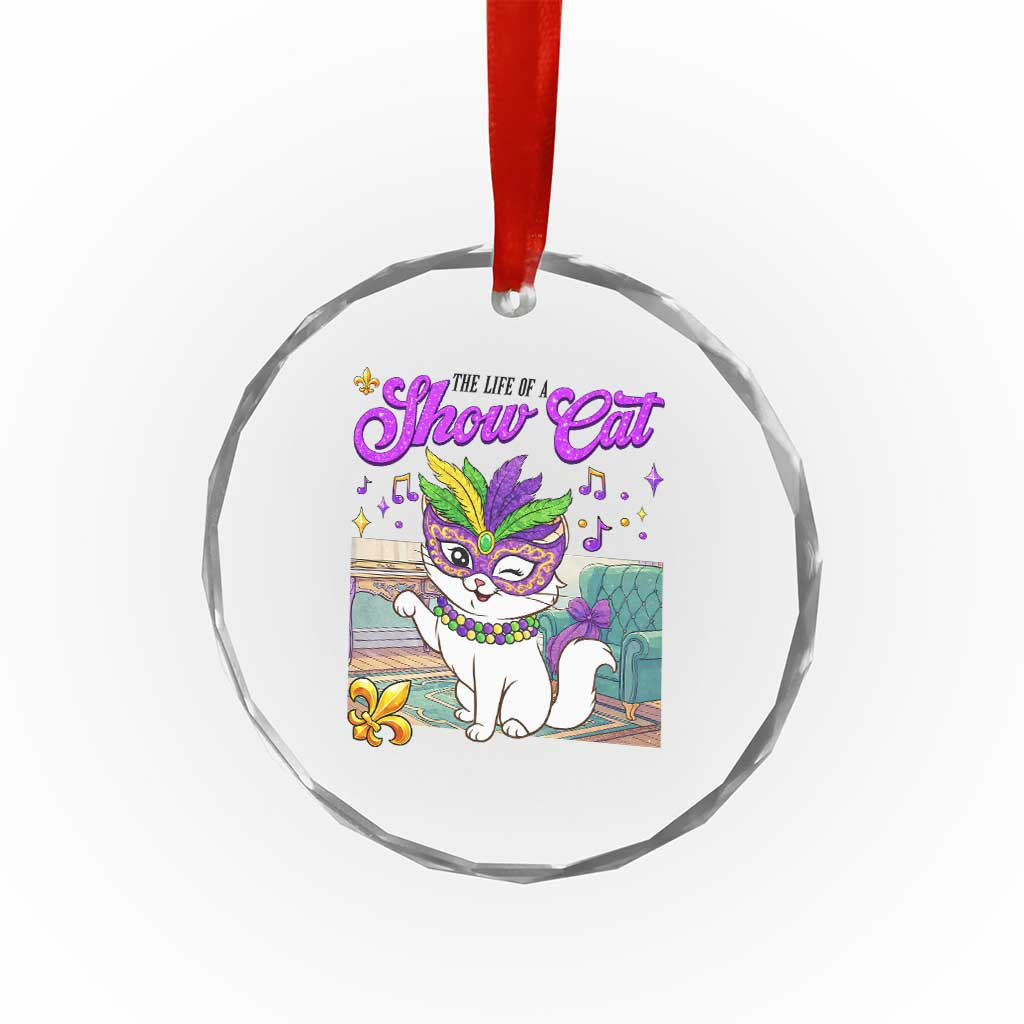 Cute Mardi Gras Cat Crystal Glass Ornament The Life Of The Showgirl