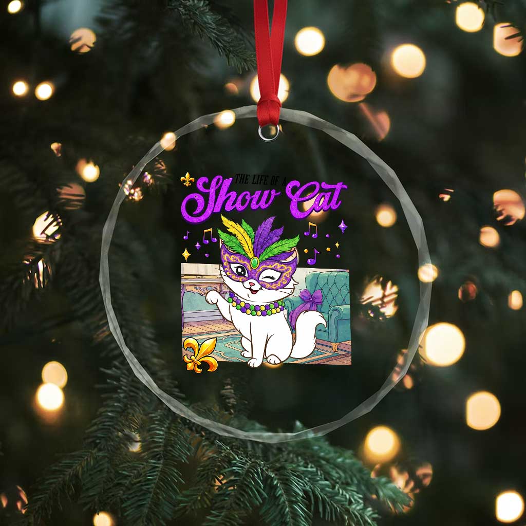 Cute Mardi Gras Cat Crystal Glass Ornament The Life Of The Showgirl