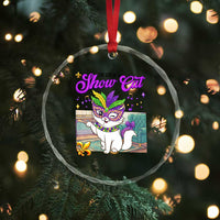 Cute Mardi Gras Cat Crystal Glass Ornament The Life Of The Showgirl