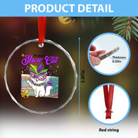Cute Mardi Gras Cat Crystal Glass Ornament The Life Of The Showgirl