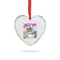 Cute Mardi Gras Cat Heart Crystal Glass Ornament The Life Of The Showgirl