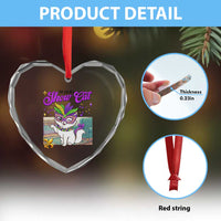 Cute Mardi Gras Cat Heart Crystal Glass Ornament The Life Of The Showgirl