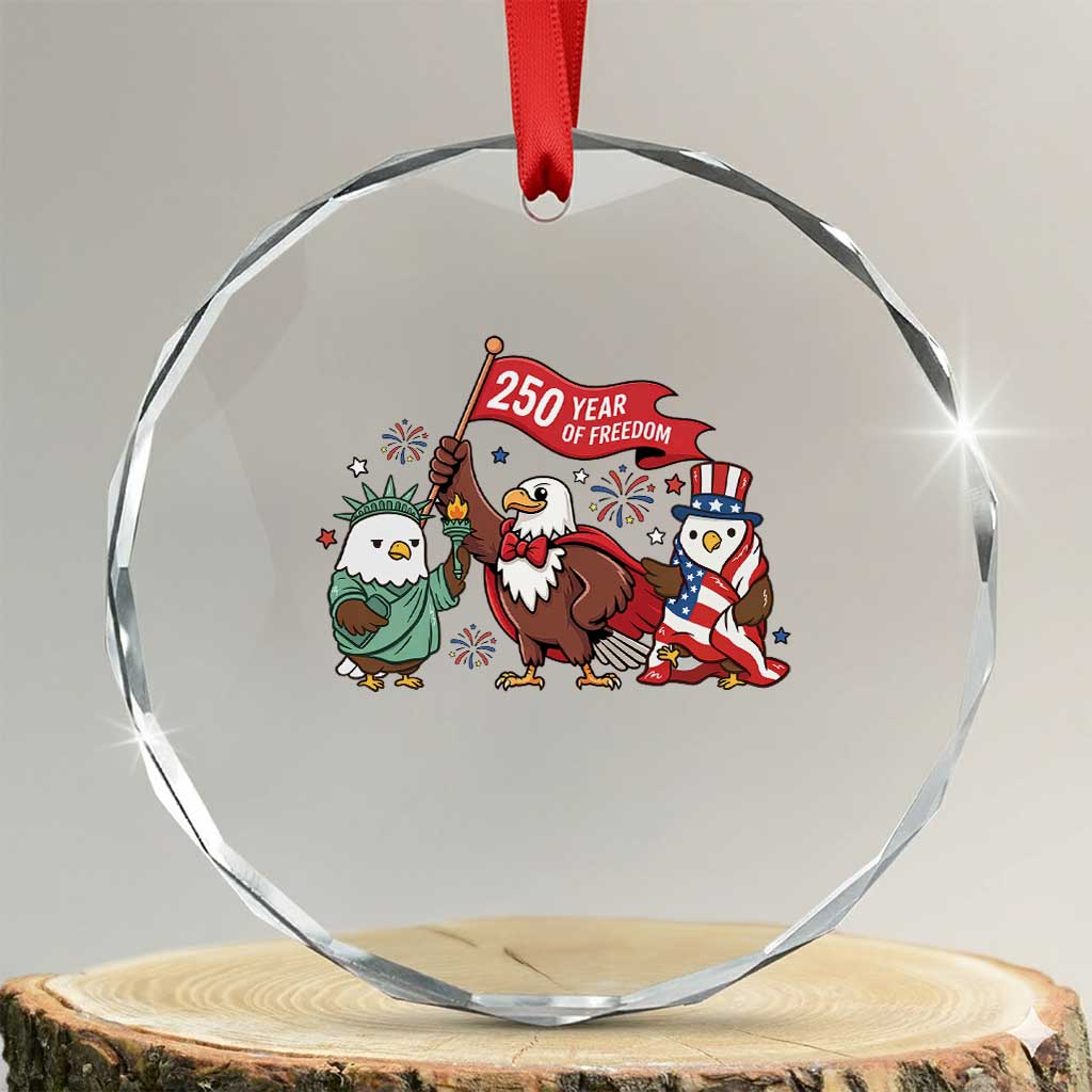 Cute Patriotic Eagle 250 Years Of Freedom Crystal Glass Ornament American Pride Gift