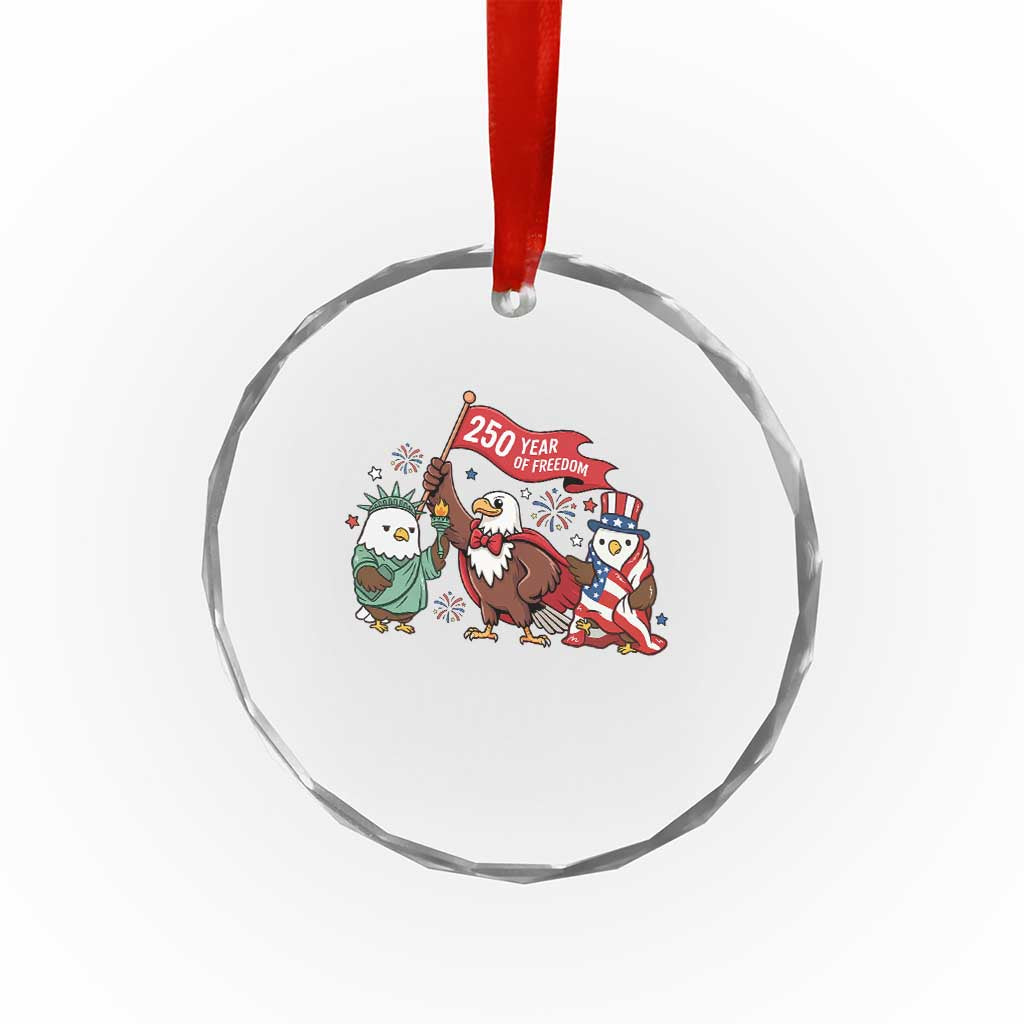 Cute Patriotic Eagle 250 Years Of Freedom Crystal Glass Ornament American Pride Gift