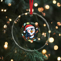 Cute Penguin Playing Ice Hockey Crystal Glass Ornament Funny Christmas Gift - Wonder Print Shop