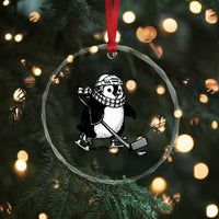 Cute Penguin Playing Ice Hockey Crystal Glass Ornament Funny Sports Lover Gift - Wonder Print Shop