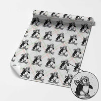 Cute Penguin Playing Ice Hockey Wrapping Paper Roll Funny Sports Lover Gift - Wonder Print Shop
