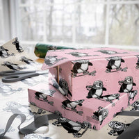 Cute Penguin Playing Ice Hockey Wrapping Paper Roll Funny Sports Lover Gift - Wonder Print Shop