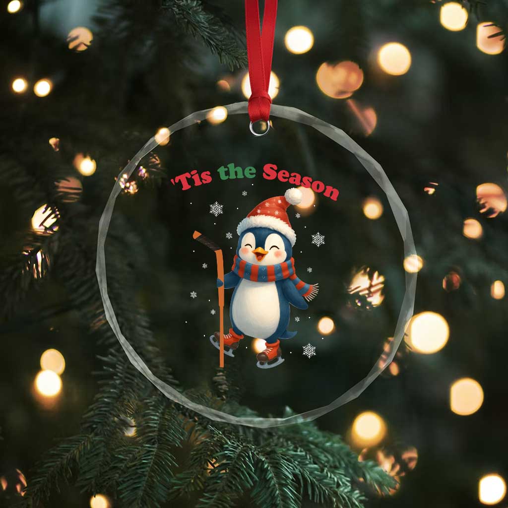 Cute Penguin Tis The Season Crystal Glass Ornament Funny Christmas Gift For Holiday Fans - Wonder Print Shop
