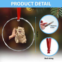 Cute Persian Cat High Five Crystal Glass Ornament Cat Lover