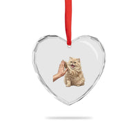 Cute Persian Cat High Five Heart Crystal Glass Ornament Cat Lover