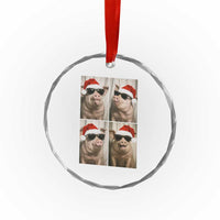 Cute Pig Christmas Selfie Crystal Glass Ornament Funny Holiday Photobooth Gift - Wonder Print Shop