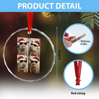 Cute Pig Christmas Selfie Crystal Glass Ornament Funny Holiday Photobooth Gift - Wonder Print Shop