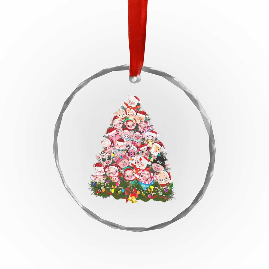 Cute Pink Pigs Xmas Tree Crystal Glass Ornament Funny Farmer Xmas Lights Festive Vibe TS02