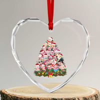 Cute Pink Pigs Xmas Tree Heart Crystal Glass Ornament Funny Farmer Xmas Lights Festive Vibe - Wonder Print Shop