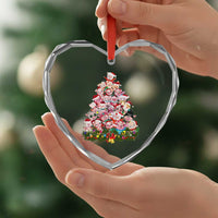 Cute Pink Pigs Xmas Tree Heart Crystal Glass Ornament Funny Farmer Xmas Lights Festive Vibe - Wonder Print Shop