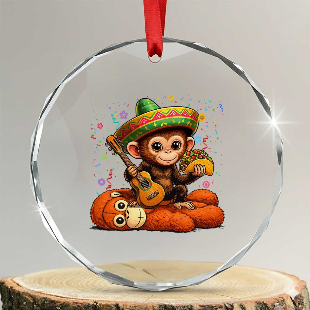 Cute Punch Baby Monkey Cinco De Mayo Crystal Glass Ornament Funny Animal Gift