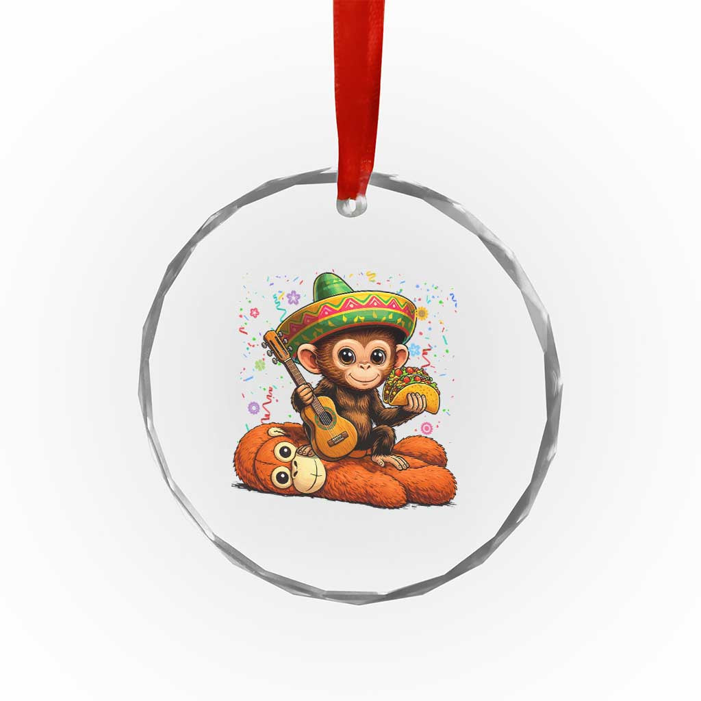 Cute Punch Baby Monkey Cinco De Mayo Crystal Glass Ornament Funny Animal Gift