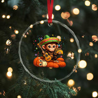 Cute Punch Baby Monkey Cinco De Mayo Crystal Glass Ornament Funny Animal Gift