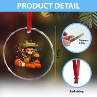 Cute Punch Baby Monkey Cinco De Mayo Crystal Glass Ornament Funny Animal Gift