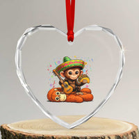Cute Punch Baby Monkey Cinco De Mayo Heart Crystal Glass Ornament Funny Animal Gift