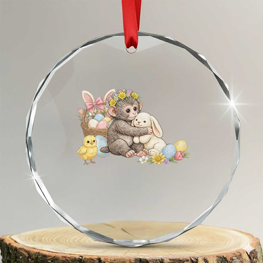 Cute Punch Baby Monkey Easter Crystal Glass Ornament Funny Animal Gift