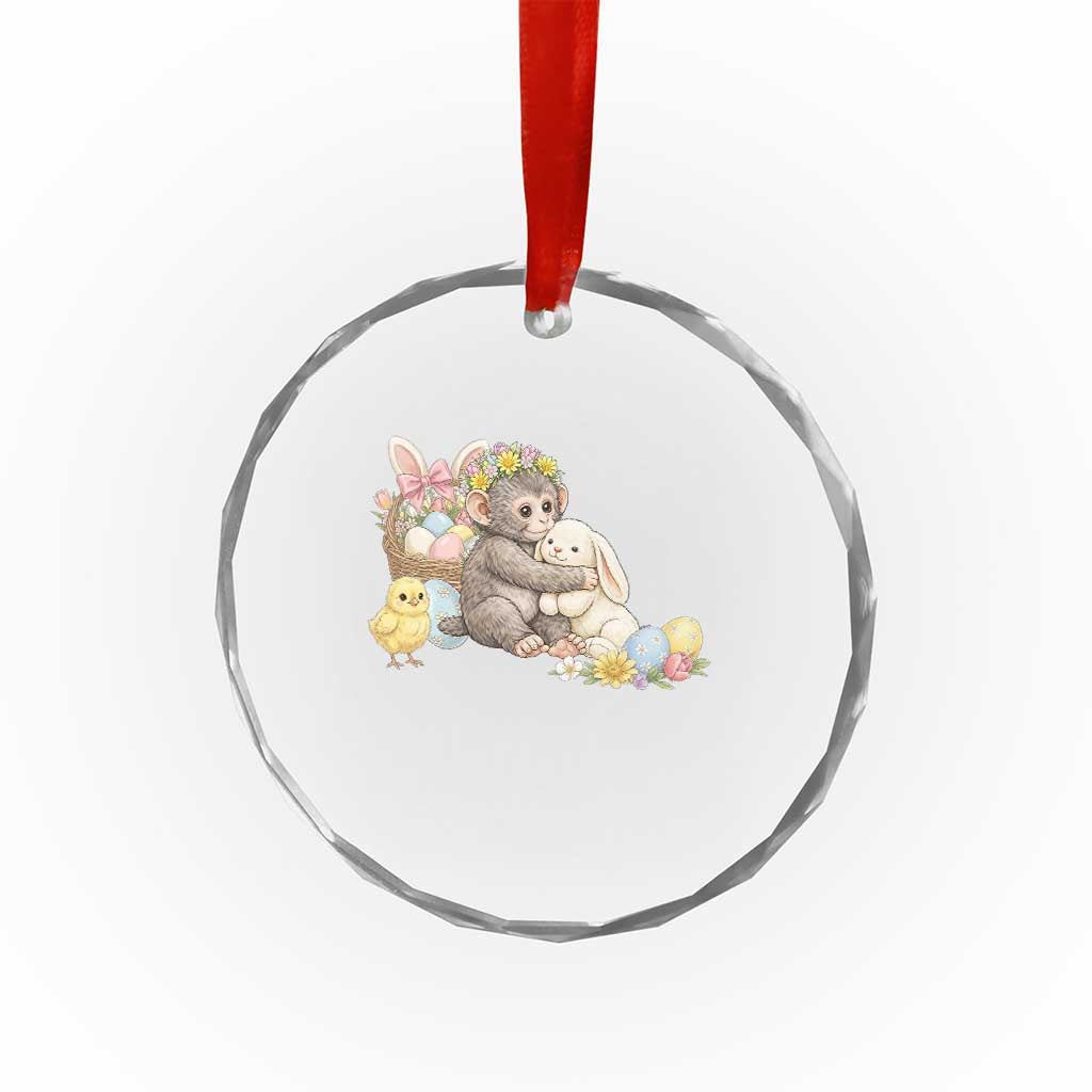 Cute Punch Baby Monkey Easter Crystal Glass Ornament Funny Animal Gift