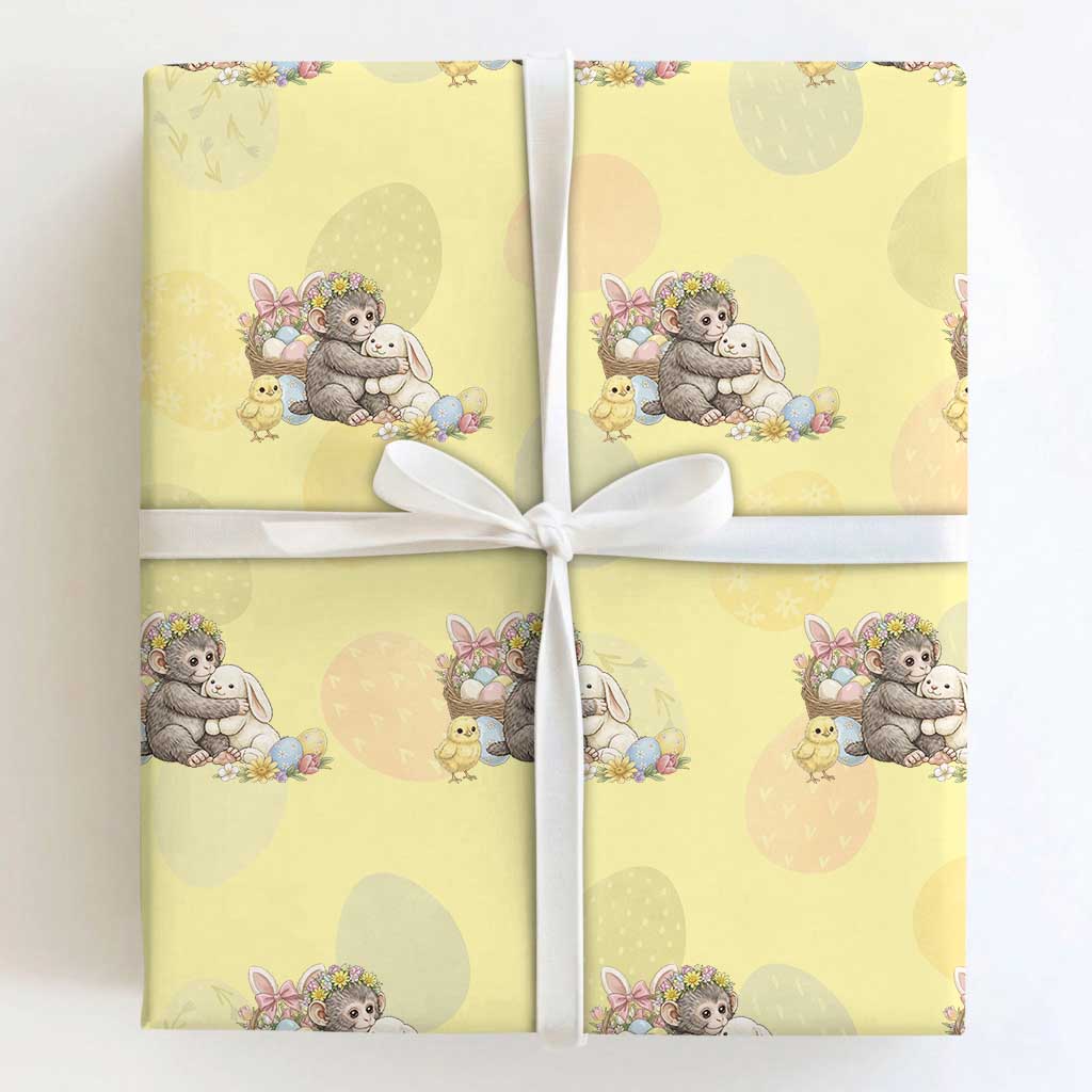 Cute Punch Baby Monkey Easter Wrapping Paper Roll Funny Animal Gift