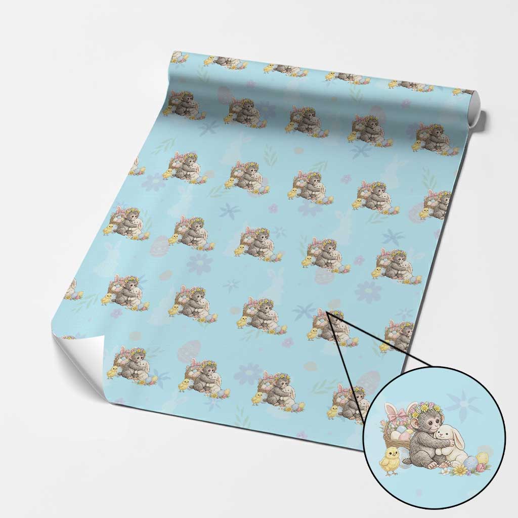 Cute Punch Baby Monkey Easter Wrapping Paper Roll Funny Animal Gift
