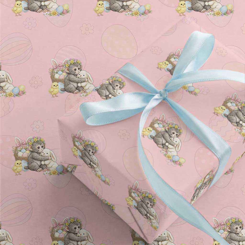 Cute Punch Baby Monkey Easter Wrapping Paper Roll Funny Animal Gift