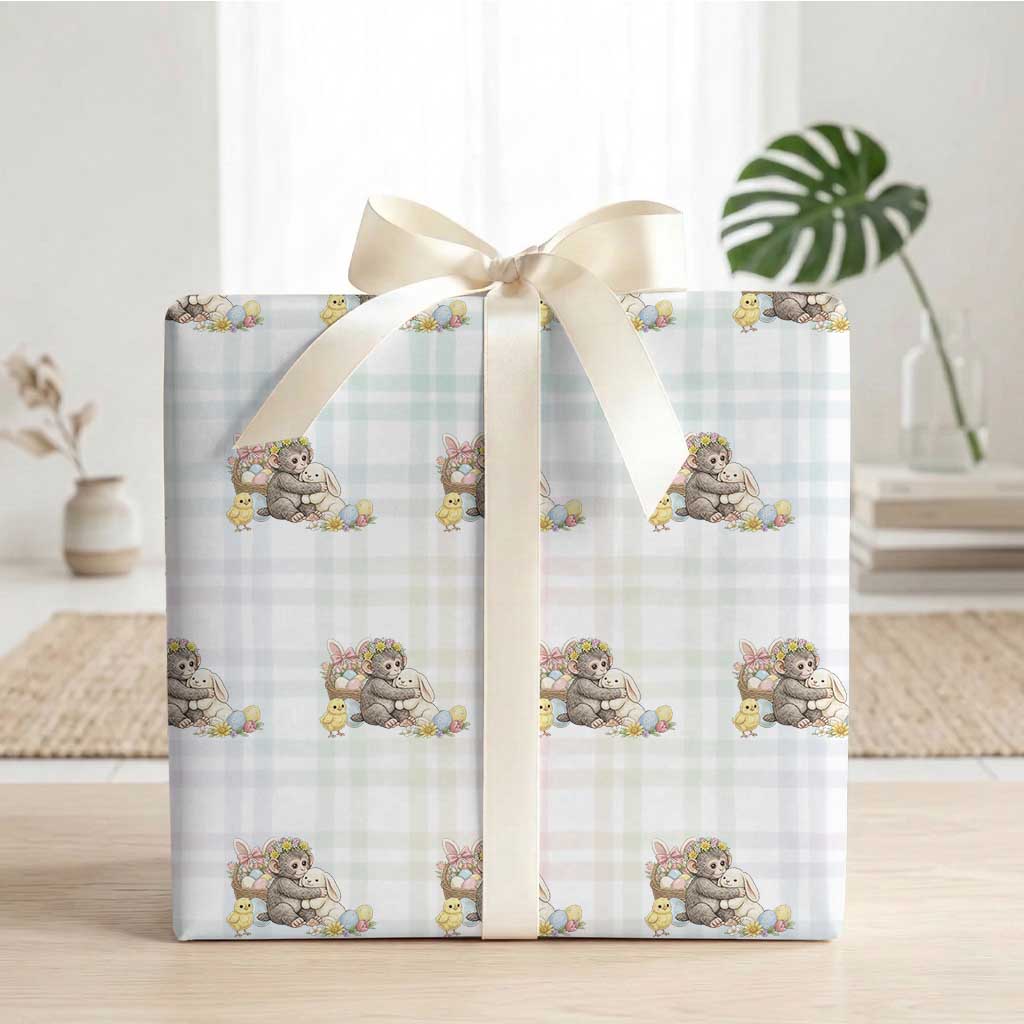 Cute Punch Baby Monkey Easter Wrapping Paper Roll Funny Animal Gift