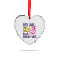 Cute Raccoon 1st Grade Student Teacher Preppy Style Heart Crystal Glass Ornament First of All First Grade Is A Whole Vibe Back To School