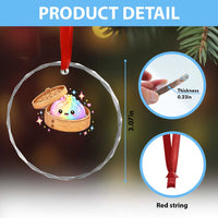 Cute Rainbow Dumpling Squishy Crystal Glass Ornament Kawaii Graphic