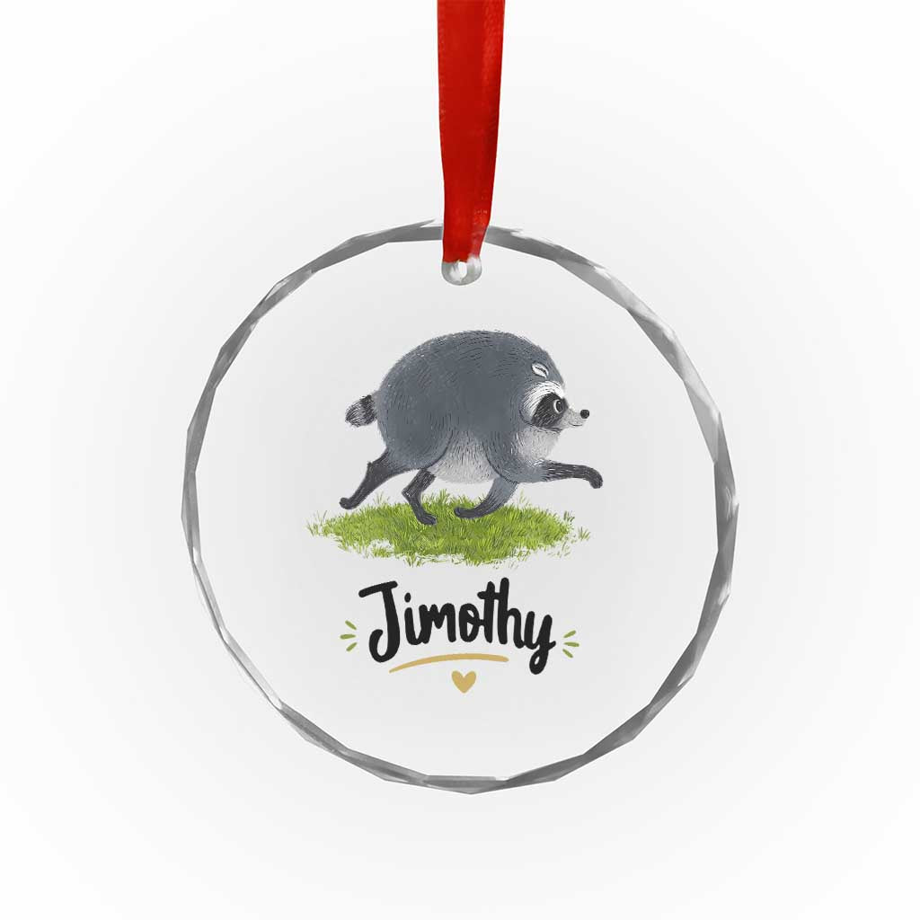 Cute Running Jimothy the Raccoon Crystal Glass Ornament Viral Seattle Trash Panda Meme