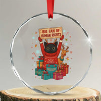 Cute Santa Cat Big Fan Of Human Rights Crystal Glass Ornament Christmas Supporters - Wonder Print Shop