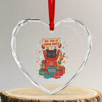 Cute Santa Cat Big Fan Of Human Rights Heart Crystal Glass Ornament Christmas Supporters - Wonder Print Shop
