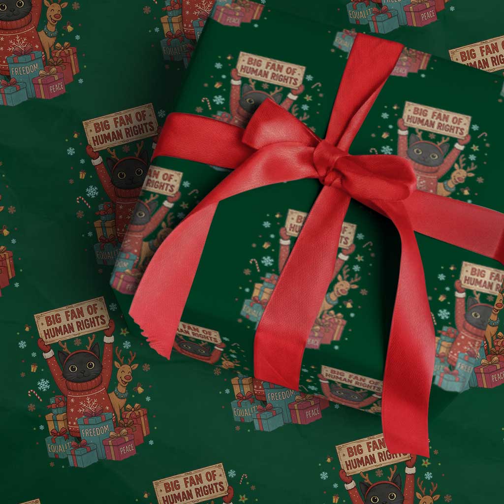 Cute Santa Cat Big Fan Of Human Rights Wrapping Paper Roll Christmas Supporters - Wonder Print Shop