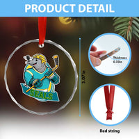 Cute Seal Playing Ice Hockey Crystal Glass Ornament Funny Winter Sports Gift - Wonder Print Shop